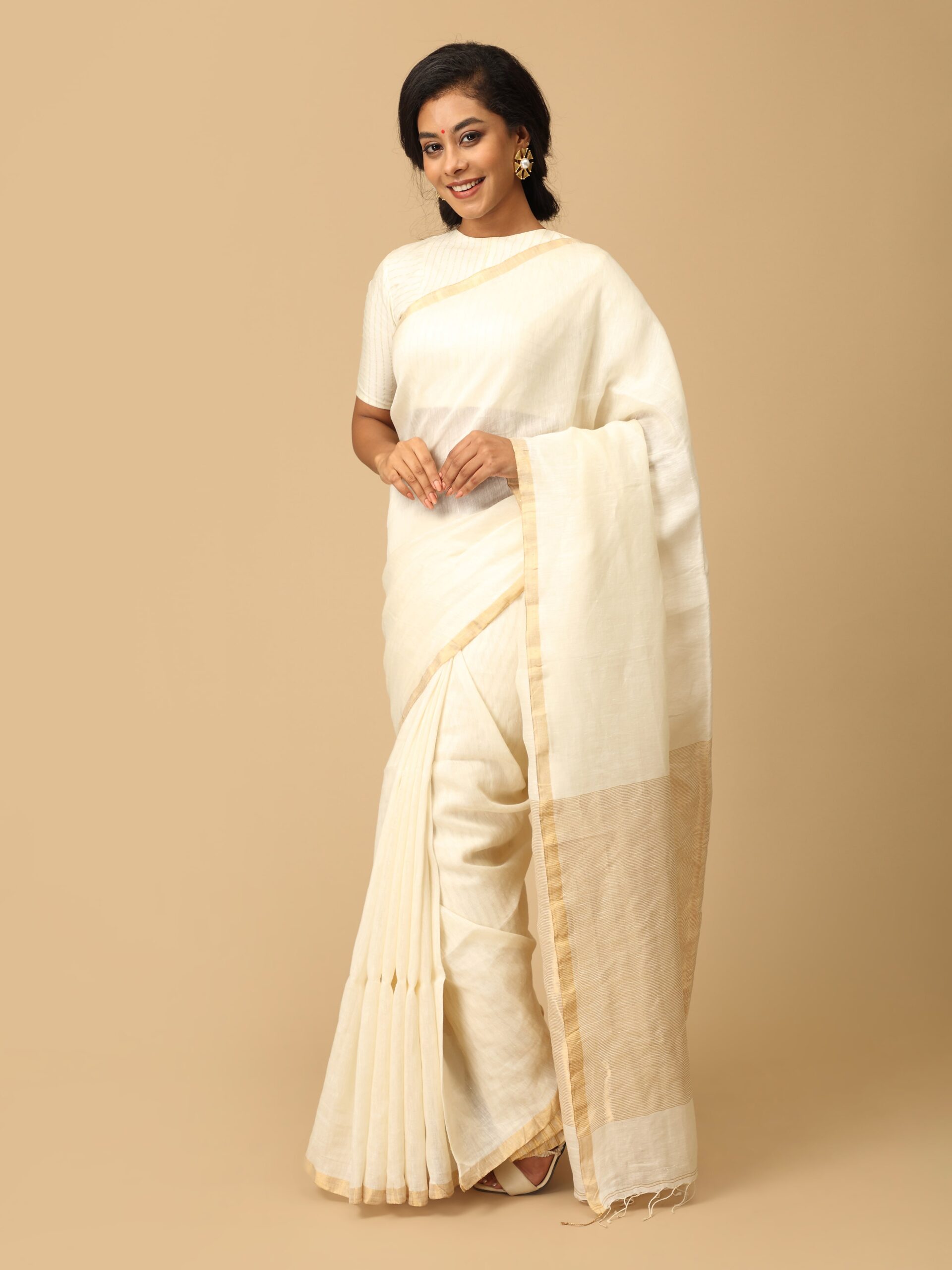 Linen and Zari Saree