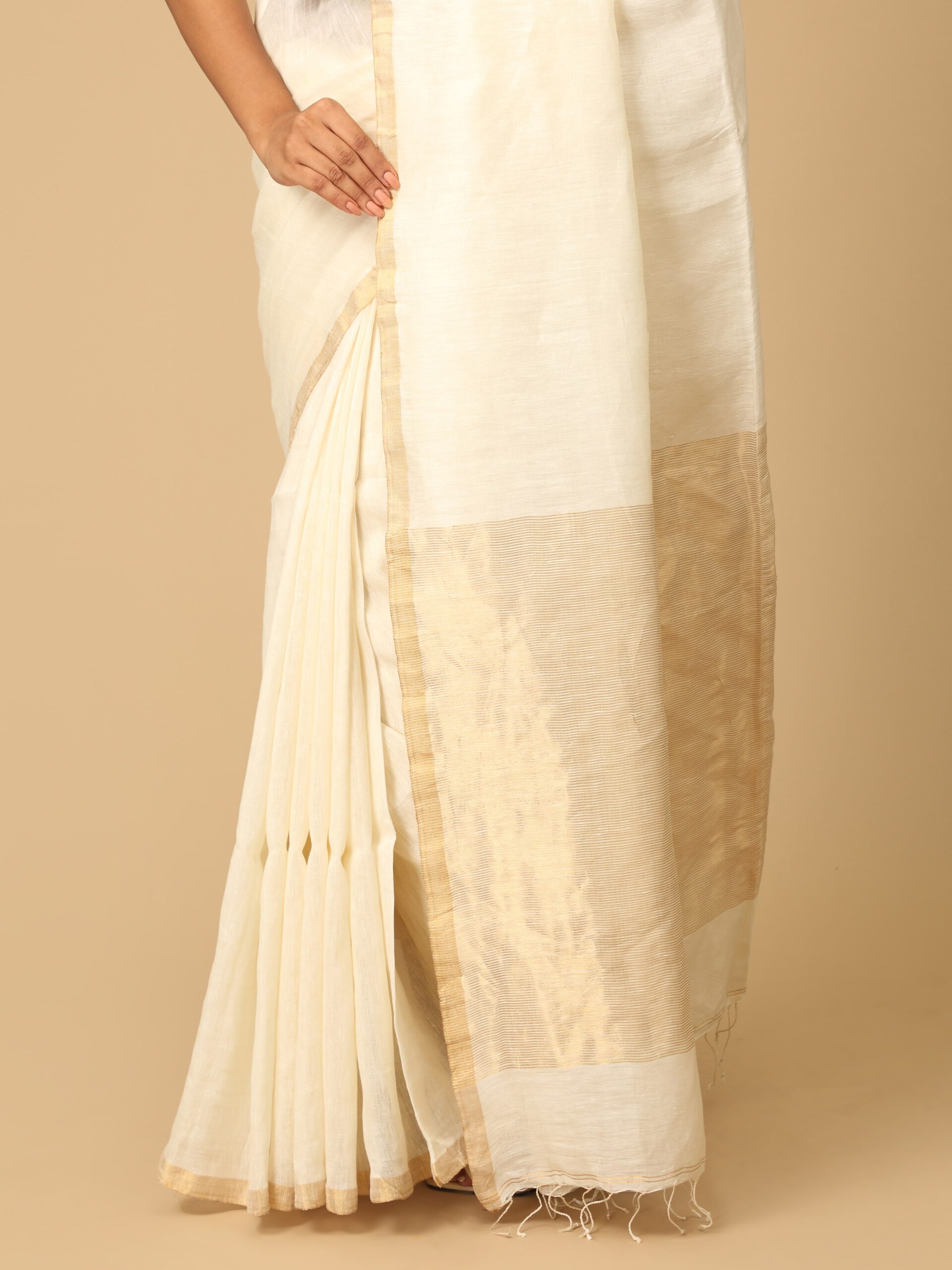 Linen and Zari Saree - Image 3