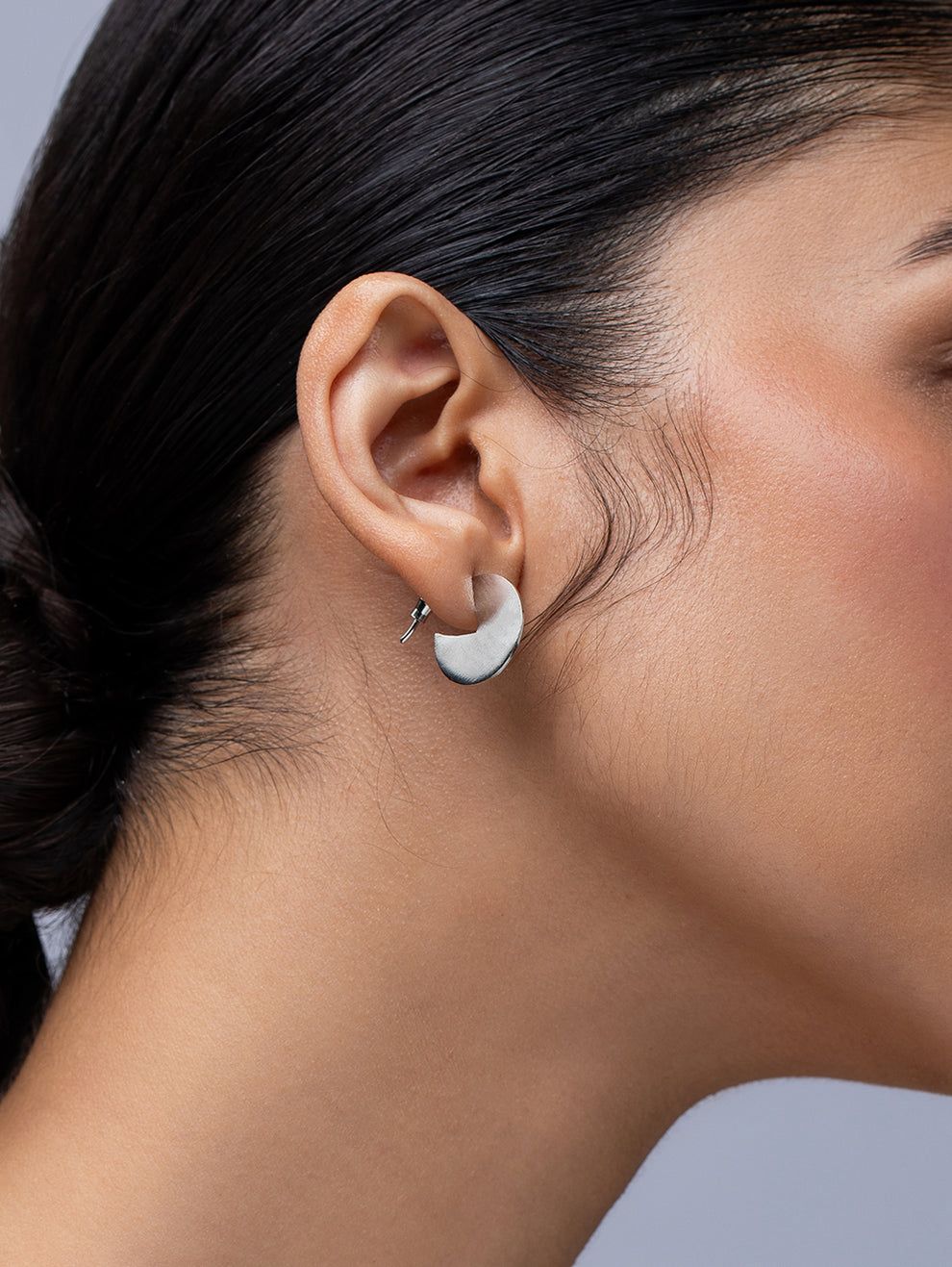 Ethnic Andaz Crescent earrings Silver