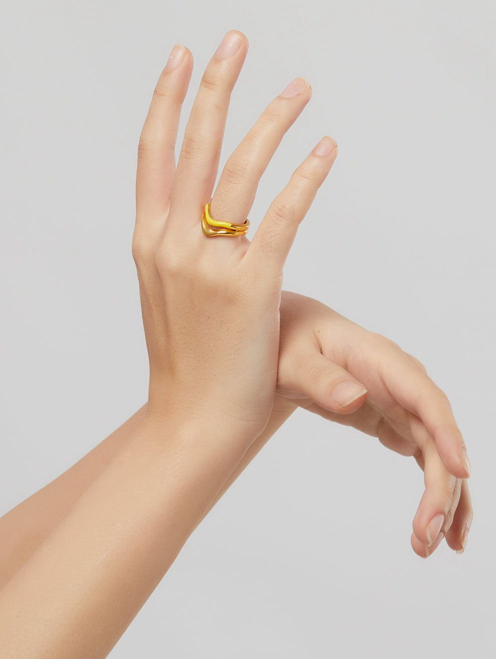 Ethnic andaz yellow wave ring